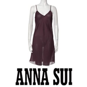 ANNA SUI Anthropologie | Sheer V-Neck Sleeveless Slip Tank Dress Summer Beach